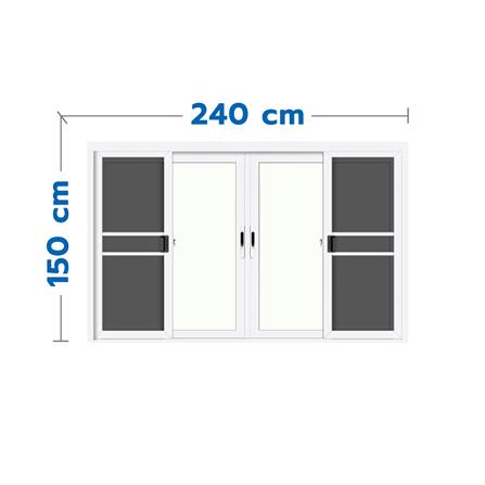 หน้าต่างบานเลื่อน อะลูมิเนียม 4 บาน LYNN GRAND PANO 240X150 ซม. สีขาว