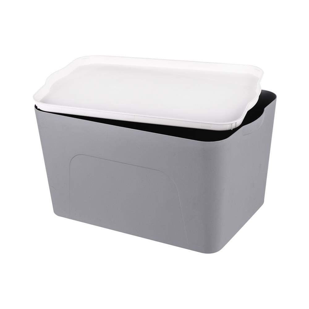 กล่องเก็บของ STACKO LARZE ไซส์ L 44.5x30x24 ซม. สีเทา ฝาขาว