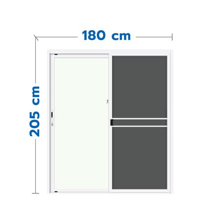 ประตูบานเลื่อน อะลูมิเนียม S-S มุ้ง LYNN PRIME SERIES 180x205 ซม. สีขาว