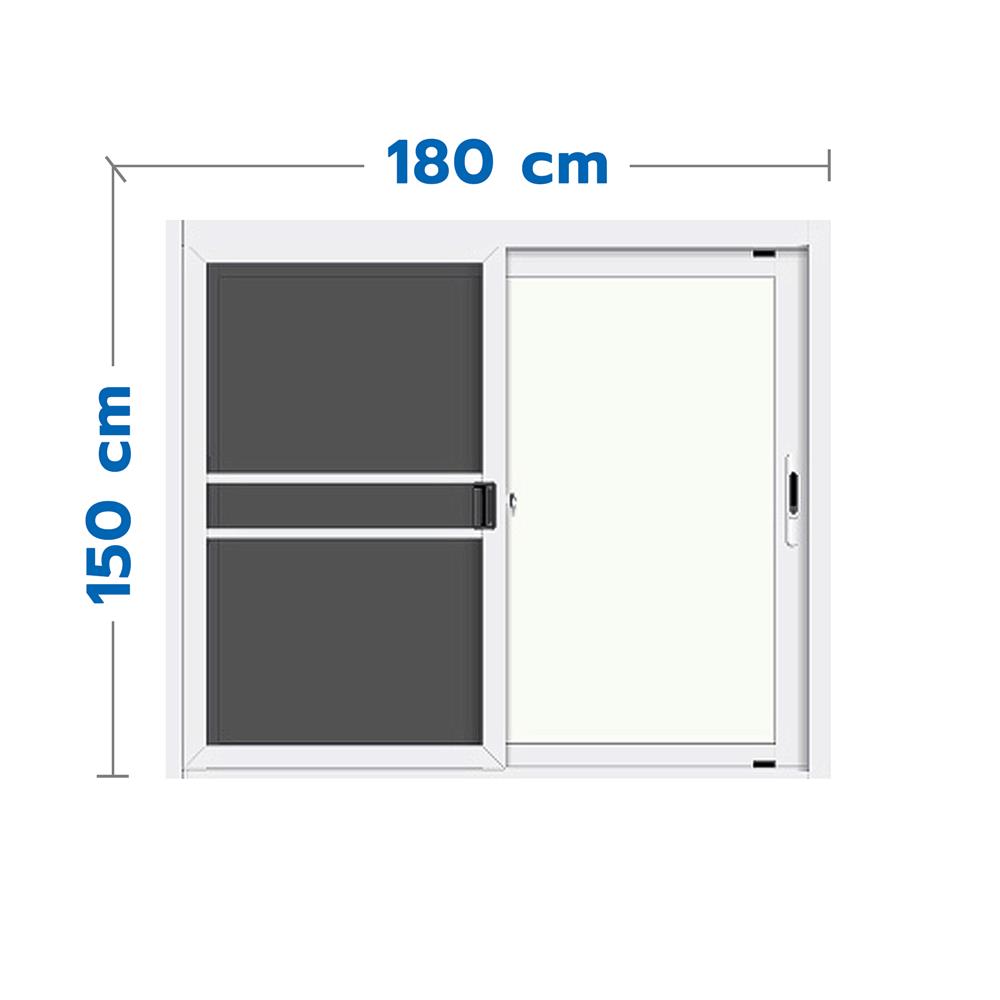 หน้าต่างบานเลื่อน อะลูมิเนียม S-S มุ้ง LYNN GRAND PANO 180X150 ซม. สีขาว