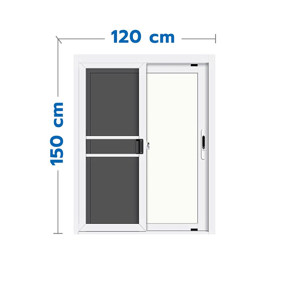 หน้าต่างบานเลื่อน อะลูมิเนียม S-S มุ้ง LYNN GRAND PANO 120X150 ซม. สีขาว