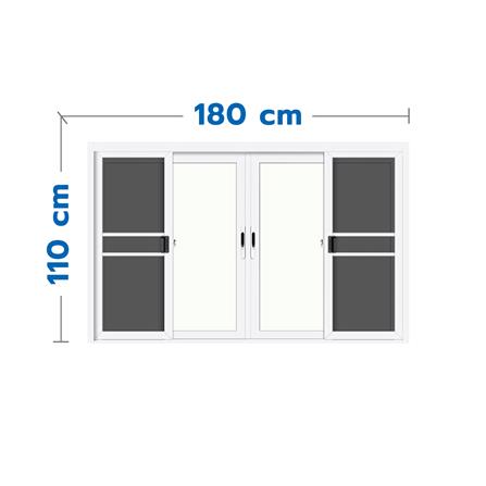 หน้าต่างบานเลื่อน อะลูมิเนียม F-S-S-F มุ้ง LYNN PRIME SERIES 180X110 ซม. สีขาว_0