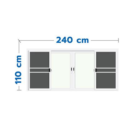 หน้าต่างบานเลื่อน อะลูมิเนียม F-S-S-F มุ้ง LYNN PRIME SERIES 240X110 ซม. สีขาว