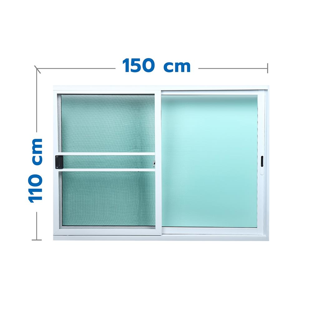 หน้าต่างบานเลื่อน อะลูมิเนียม S-S มุ้ง LYNN PRIME SERIES 150X110 ซม. สีขาว