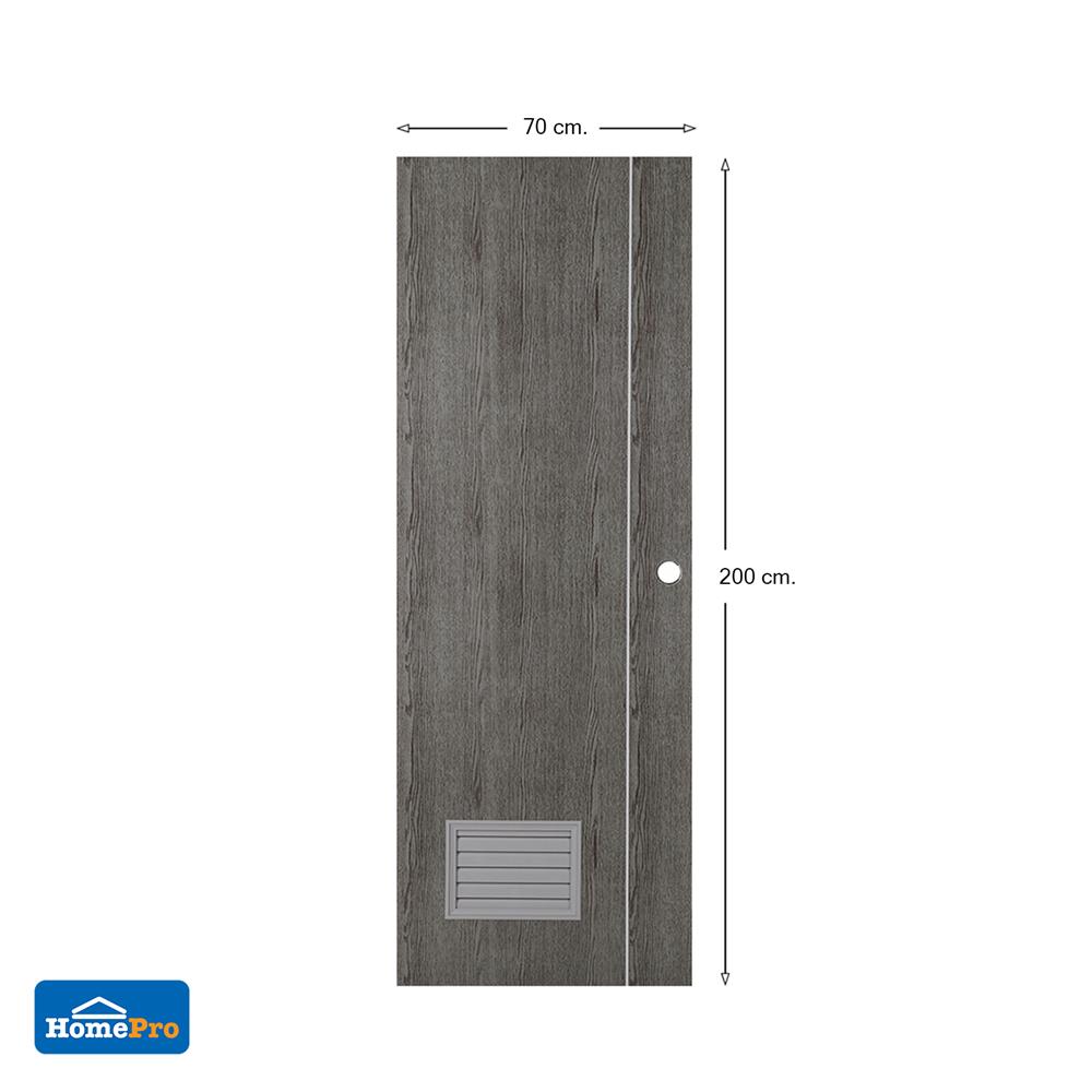 ประตูห้องน้ำ PVC AZLE GROOVE P3 เกล็ดล่าง 70X200 ซม. สีเทา