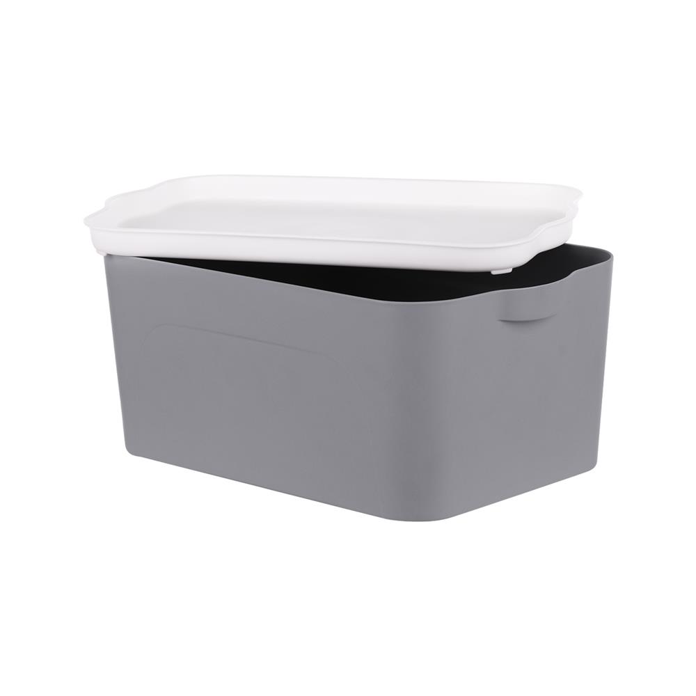 กล่องเก็บของ STACKO LARZE ไซส์ S 32x21x14 ซม. สีเทา ฝาขาว