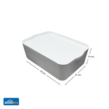 กล่องเก็บของ STACKO LARZE ไซส์ S 32x21x14 ซม. สีเทา ฝาขาว_5