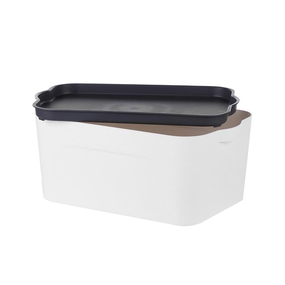 กล่องเก็บของ STACKO LARZE ไซส์ S 32x21x14 ซม. สีขาว ฝาเทา
