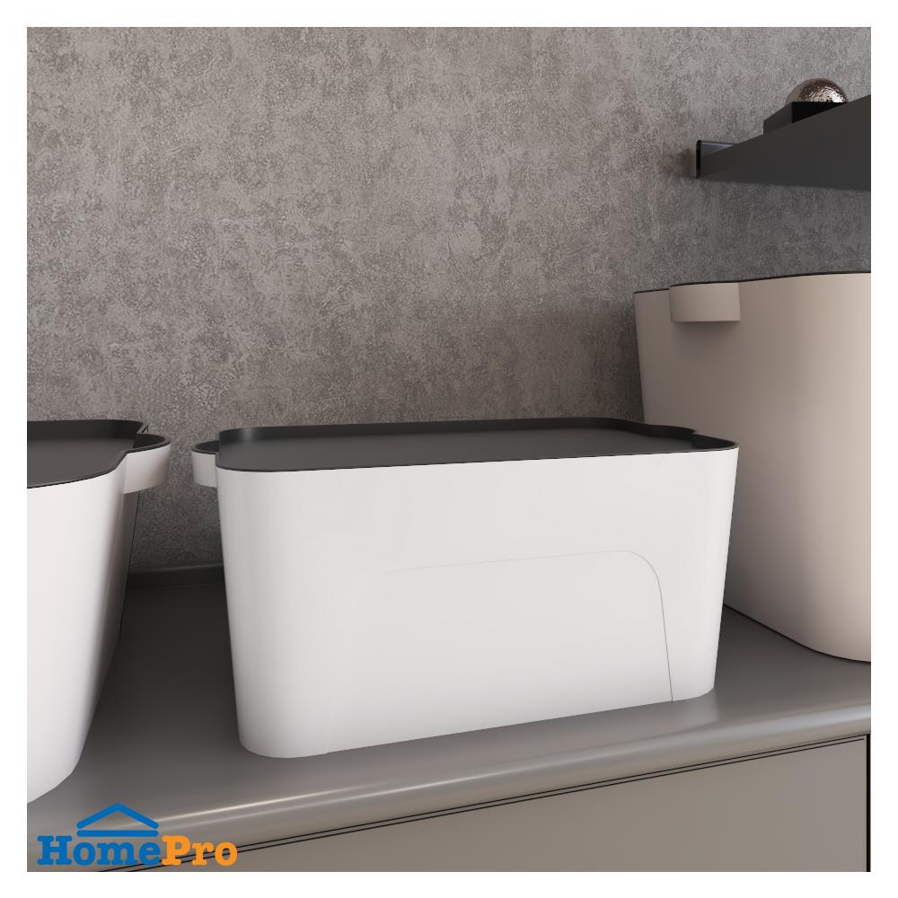 กล่องเก็บของ STACKO LARZE ไซส์ S 32x21x14 ซม. สีขาว ฝาเทา