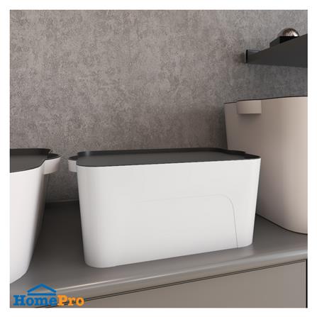 กล่องเก็บของ STACKO LARZE ไซส์ S 32x21x14 ซม. สีขาว ฝาเทา_3