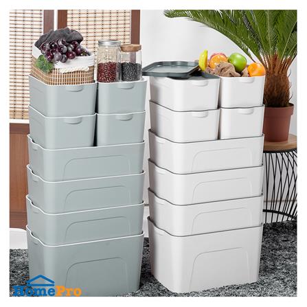 กล่องเก็บของ STACKO LARZE ไซส์ S 32x21x14 ซม. สีขาว ฝาเทา_4