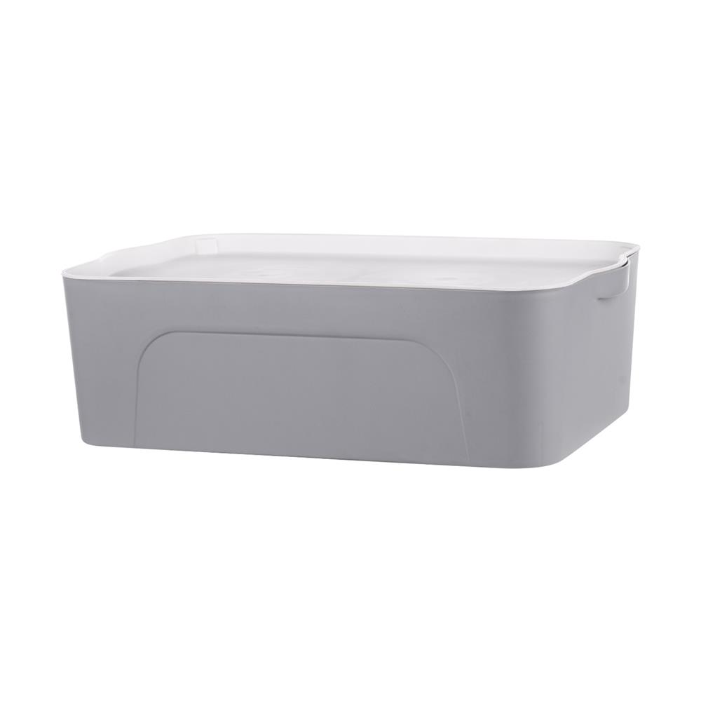 กล่องเก็บของ STACKO LARZE ไซส์ M 44.5x30x14 ซม. สีเทา ฝาขาว