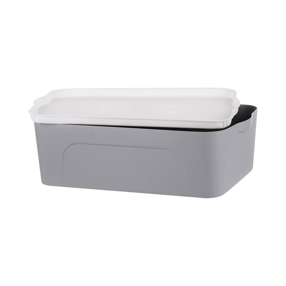 กล่องเก็บของ STACKO LARZE ไซส์ M 44.5x30x14 ซม. สีเทา ฝาขาว