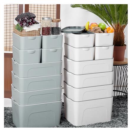 กล่องเก็บของ STACKO LARZE ไซส์ M 44.5x30x14 ซม. สีเทา ฝาขาว_3