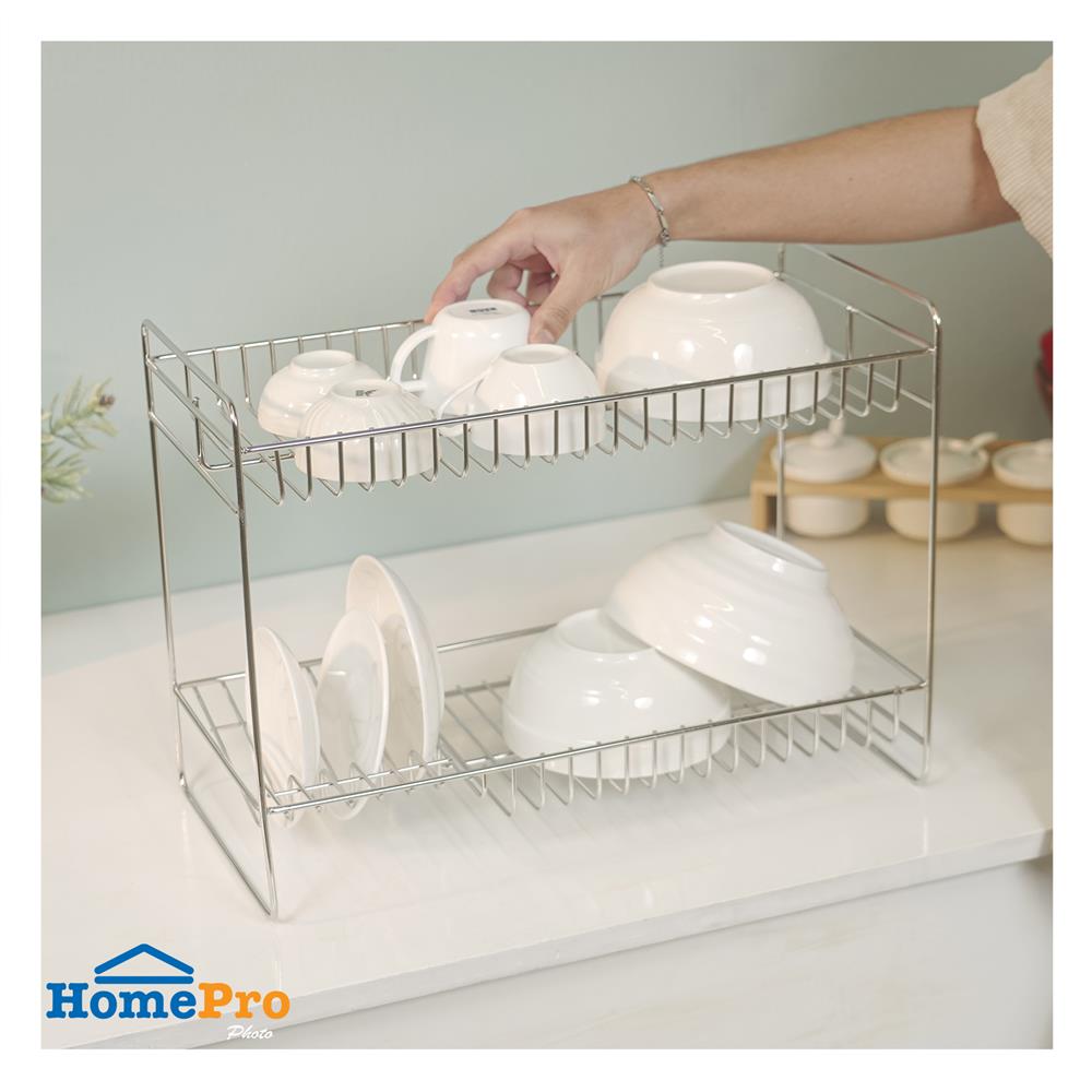 ชั้นวางแก้ว.จานรองสเตนเลส2ชั้นKECH