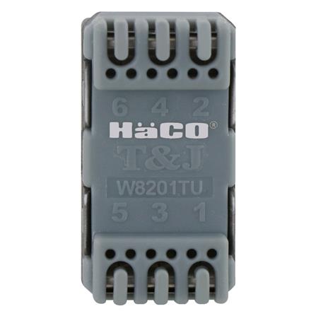 เต้ารับโทรศัพท์ HACO 6P/4C TJ-W8201TU-MSB  สีแม็ทแกร_2