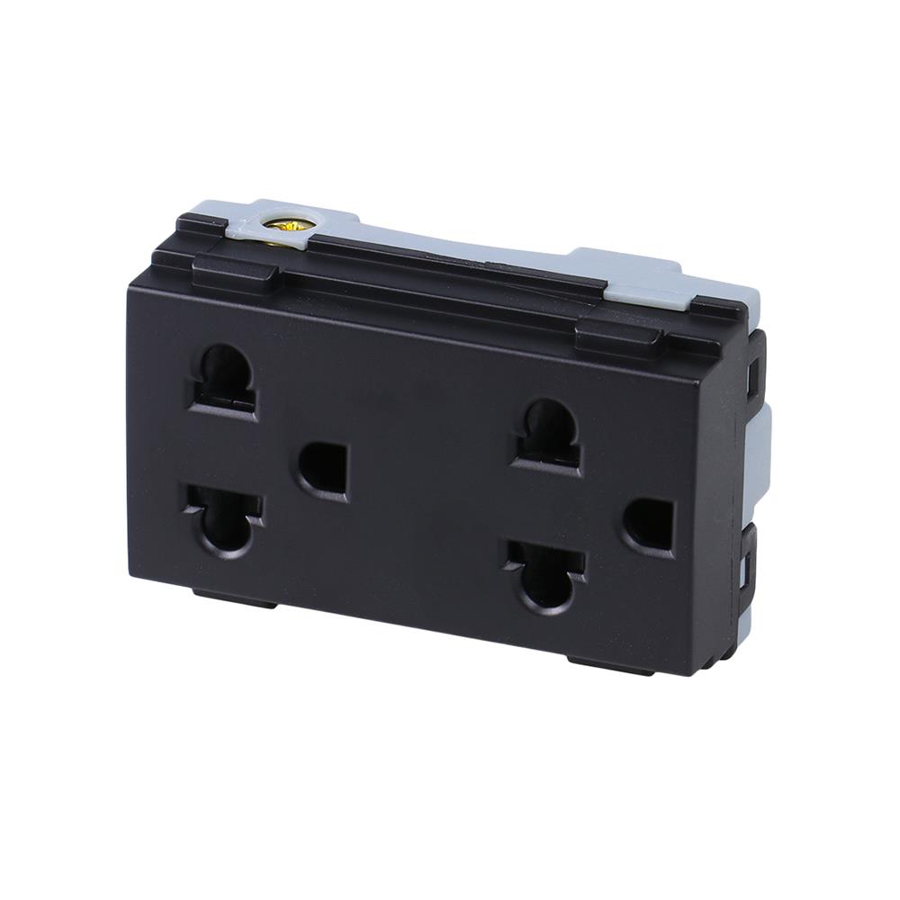 เต้ารับคู่ 3 ขา มีม่านนิรภัย HACO TJ W8416V2-SBL