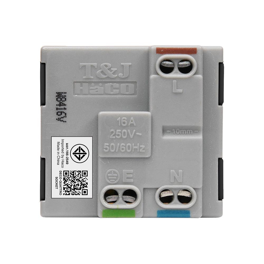 เต้ารับเดี่ยว 3 ขา HACO TJ-W8416V-SBL สี แม็ทดาร์ค