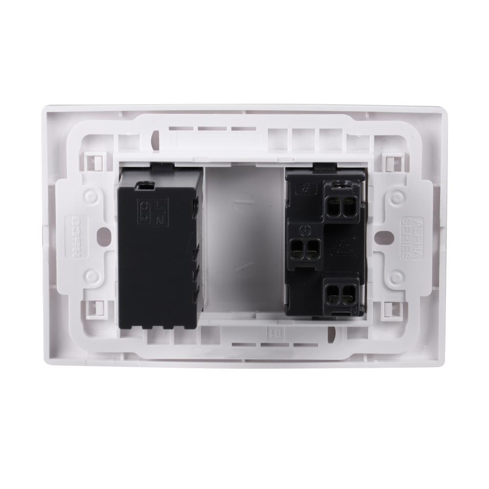 ชุดเต้ารับ 3 ขา +เต้ารับ USB 1 ช่อง 2 เต้าเสียบ HACO AP-E1USB สีขาว