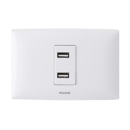 ชุดเต้ารับ USB 2 ช่อง HACO AP-USB10 สีขาว_0