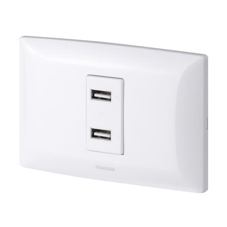 ชุดเต้ารับ USB 2 ช่อง HACO AP-USB10 สีขาว_1