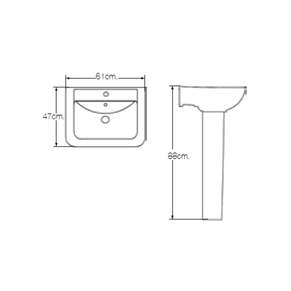 อ่างล้างหน้าพร้อมขาตั้ง MOYA 839 สีขาว