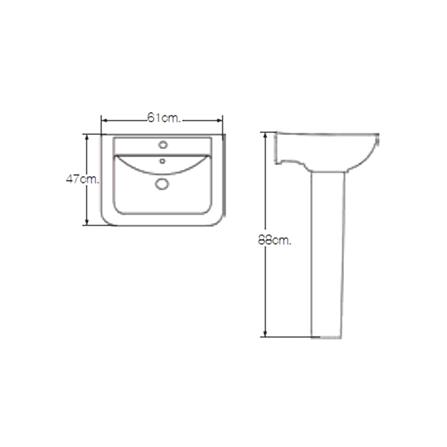 อ่างล้างหน้าพร้อมขาตั้ง MOYA 839 สีขาว_4