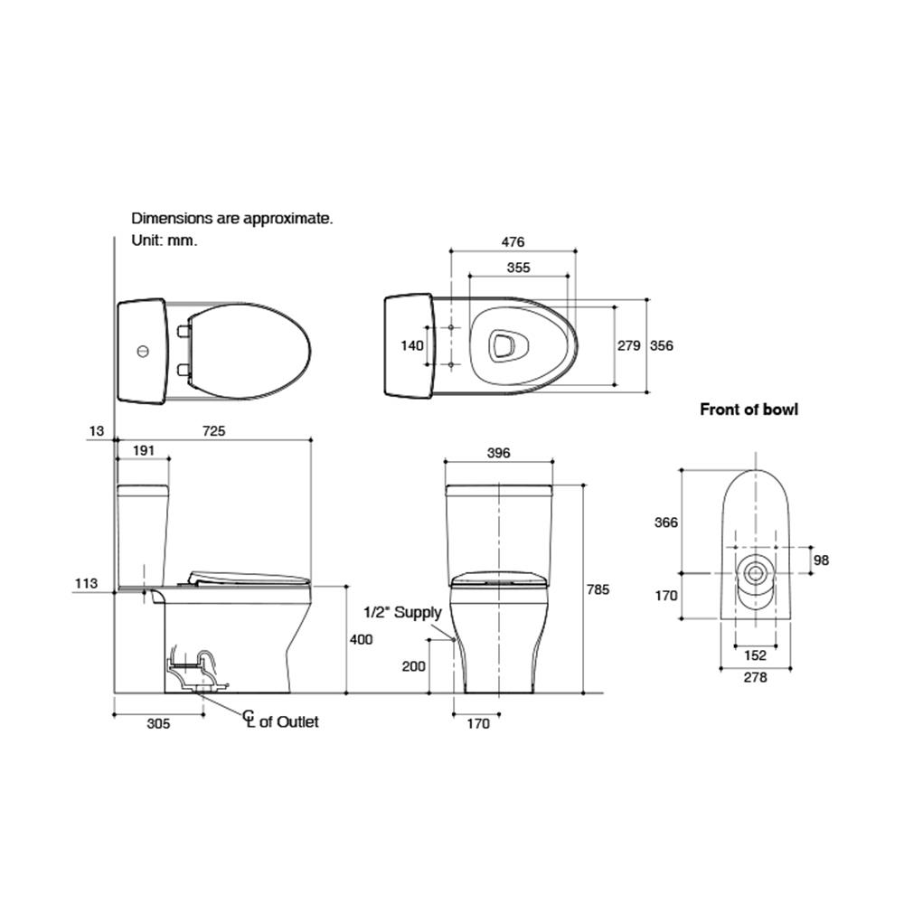 สุขภัณฑ์ 2 ชิ้น K-99193X-S-WK 3/4.5L สีขาว