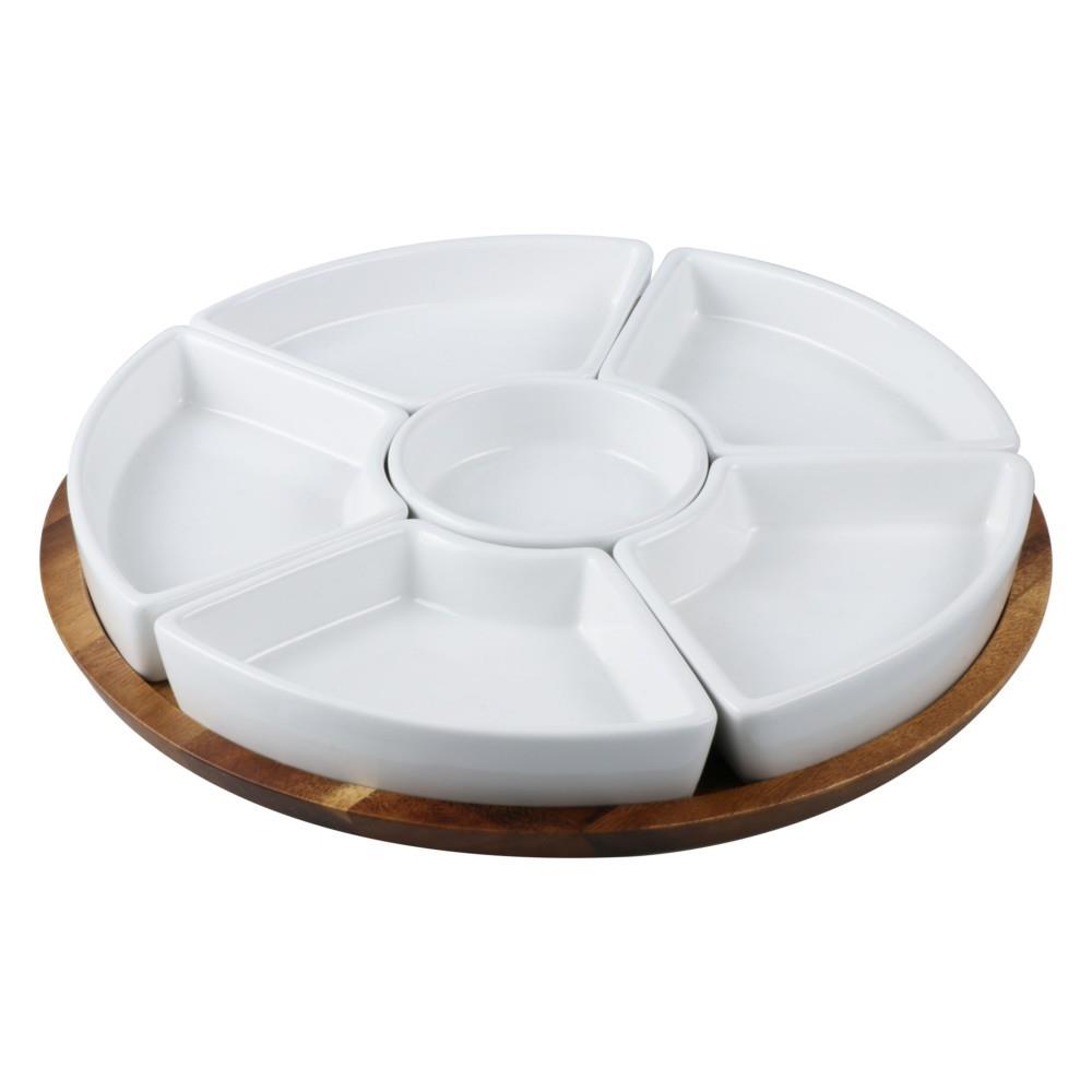 ถาดหมุน+ชามเซรามิก ACAZIA 6ชิ้น/ชุด