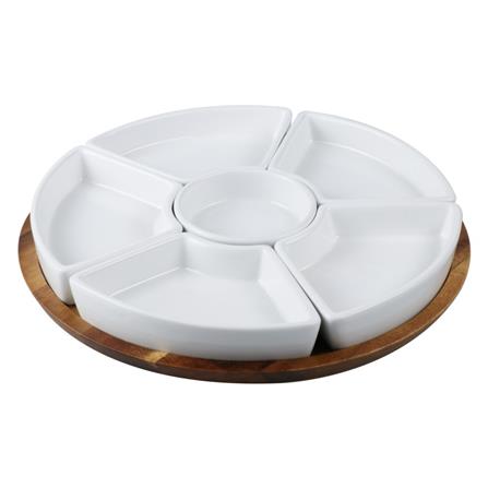 ถาดหมุน+ชามเซรามิก ACAZIA 6ชิ้น/ชุด_0