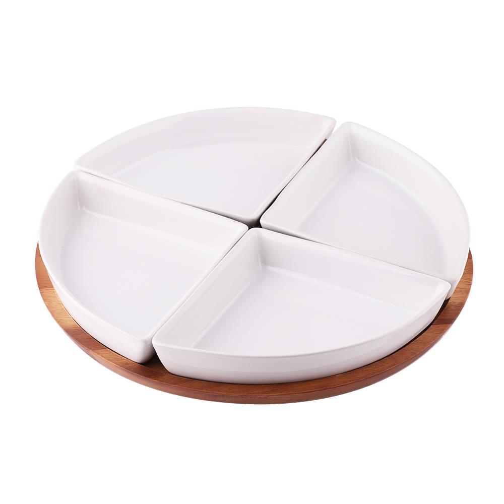 ถาดหมุน+ชามเซรามิก ACAZIA 4ชิ้น/ชุด