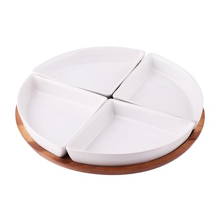 ถาดหมุน+ชามเซรามิก ACAZIA 4ชิ้น/ชุด_0