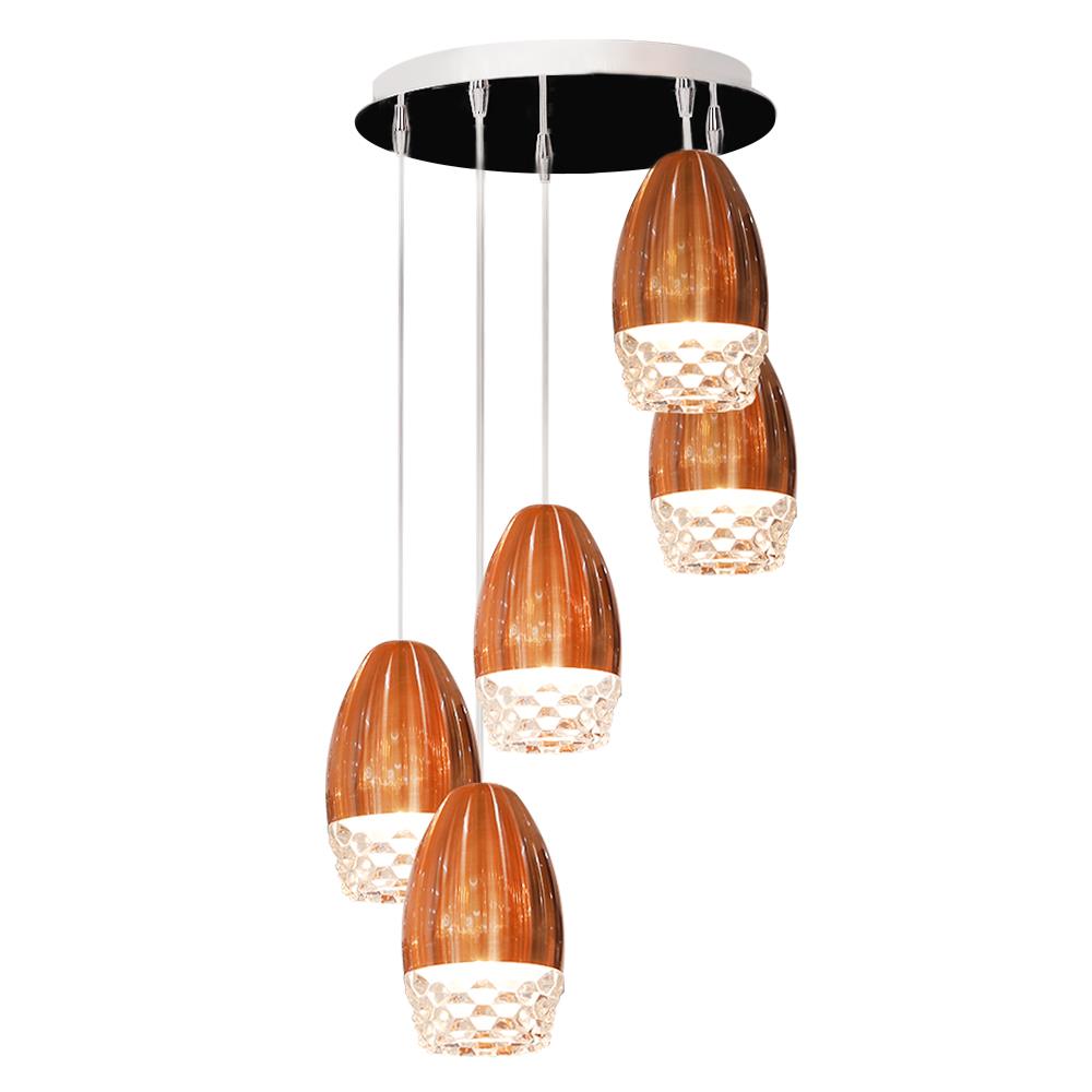 ไฟช่อ L&E 01-02501  สีทองแดง/น้ำตาล 5 หัว