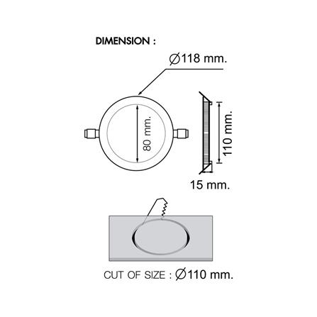 ดาวน์ไลท์ LED RACER NANO-D 4.6 นิ้ว 6 วัตต์ DAYLIGHT สีขาว_5