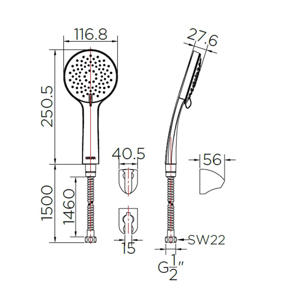 ฝักบัวสายอ่อน 3 ระดับ KARAT FAUCET KS-15-213-50 สีโครม