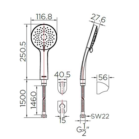 ฝักบัวสายอ่อน 3 ระดับ KARAT FAUCET KS-15-213-50 สีโครม_1