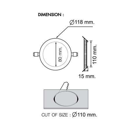 ดาวน์ไลท์ LED RACER NANO-D 4.6 นิ้ว 6 วัตต์ WARM WHITE สีขาว_5