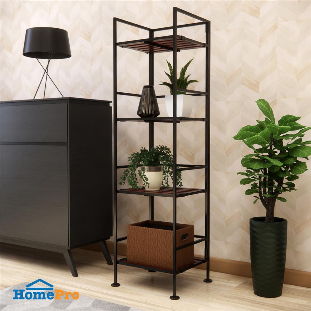 ชั้นวางของหน้าแคบ 4 ชั้น STACKO SHE04225 33x28.5x113.2 ซม. สีน้ำตาลเข้ม