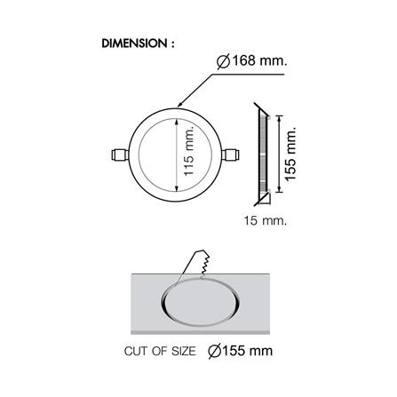 ดาวน์ไลท์ LED RACER NANO-D 6.6 นิ้ว 12 วัตต์ WARM WHITE สีขาว_5