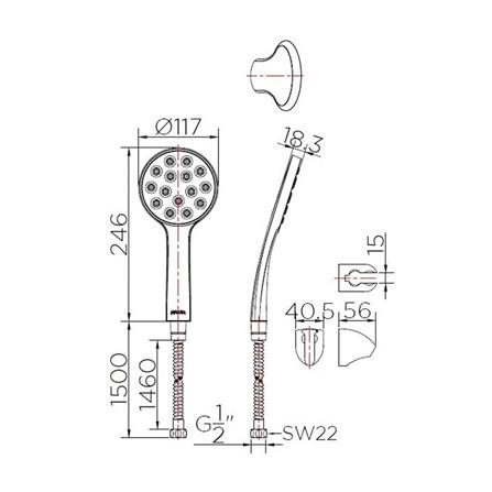 ชุดฝักบัวสายอ่อน 1 ระดับ KARAT FAUCET รุ่น 3D KS-13-211-50 สีโครม_3