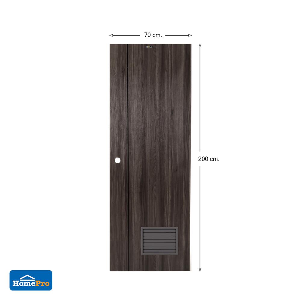 ประตูห้องน้ำ UPVC AZLE LT-05 เกล็ด 70X200 ซม. สี DARK GREY เจาะลูกบิด