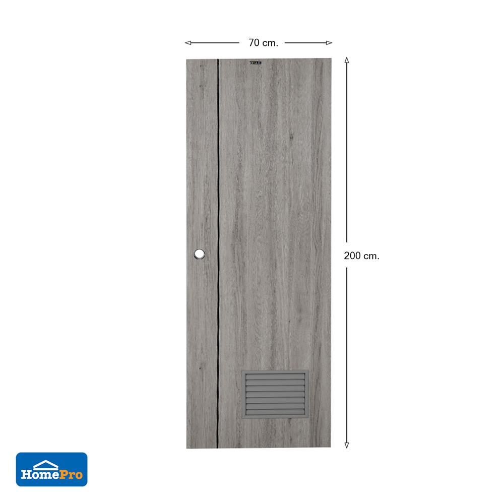 ประตูห้องน้ำ UPVC AZLE LT-05 เกล็ด 70X200 ซม. สี SILVER/GREY เจาะลูกบิด