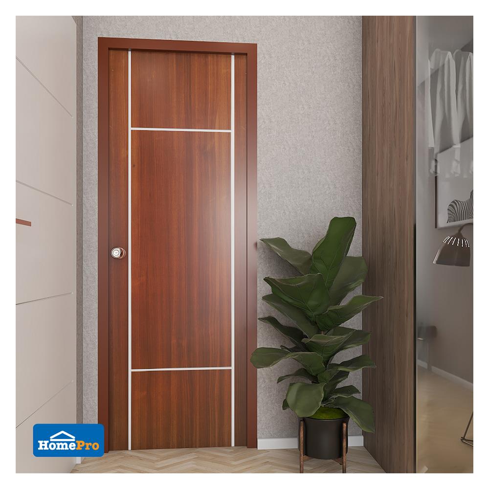 ประตูภายใน ไวนิล AZLE MD1 80X200 ซม. สีสัก เจาะลูกบิด