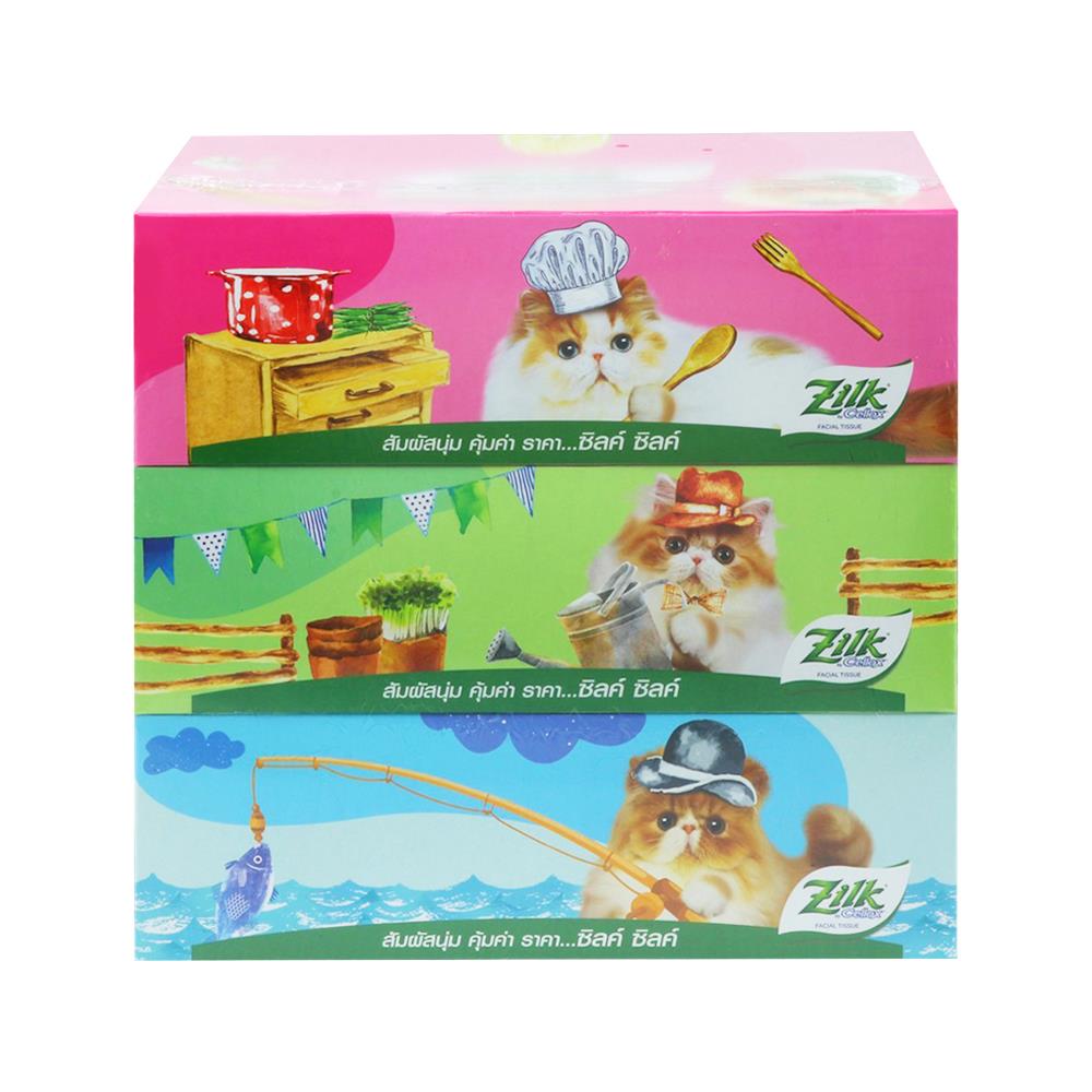 กระดาษเช็ดหน้า ZILK MELONA BOX 115 แผ่น แพ็ก 3 ชิ้น