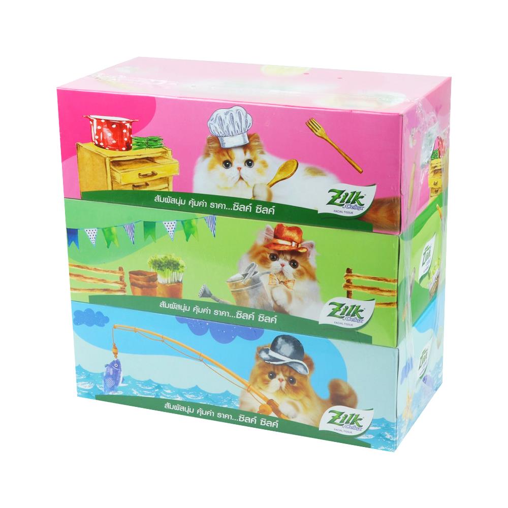 กระดาษเช็ดหน้า ZILK MELONA BOX 115 แผ่น แพ็ก 3 ชิ้น