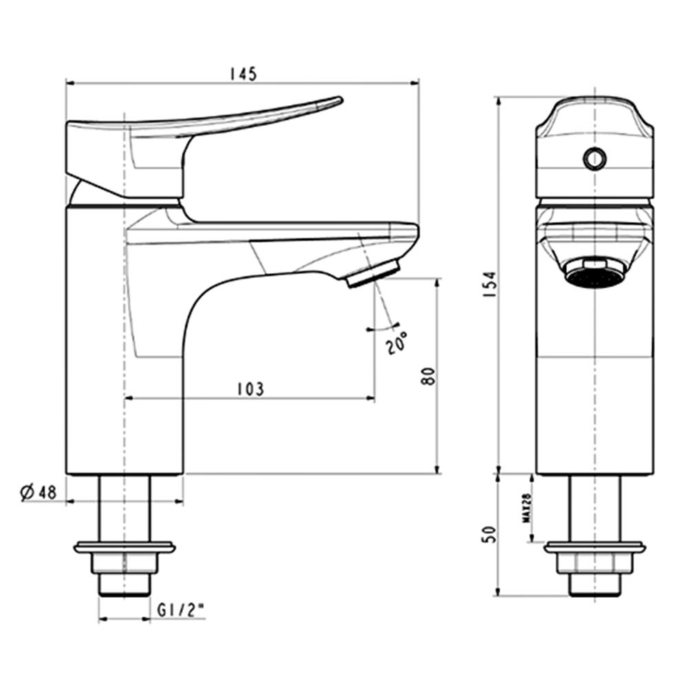 ก๊อกอ่างล้างหน้าเดี่ยว AMERICAN STANDARD FFAS0906-1T2500BT0 สีโครม