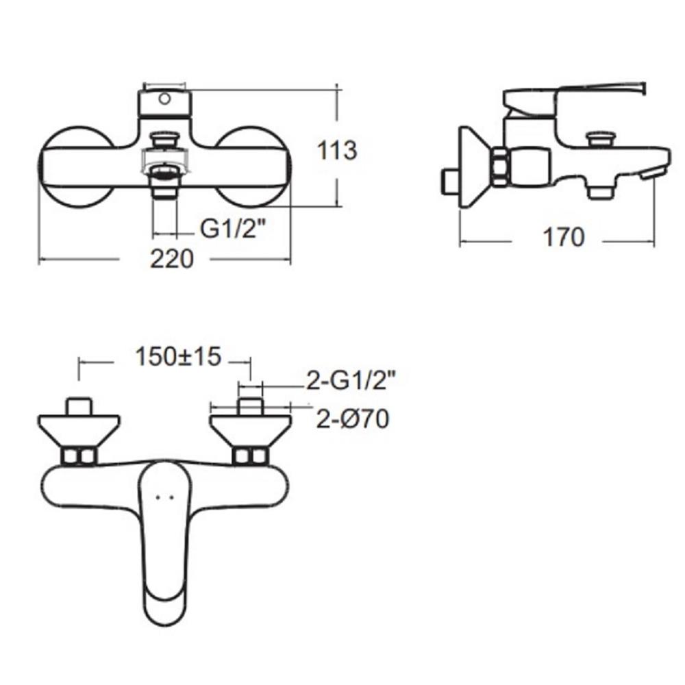 ก๊อกผสมอ่างอาบ AMERICAN STANDARD FFASB211-6T1501BT0 สีโครม