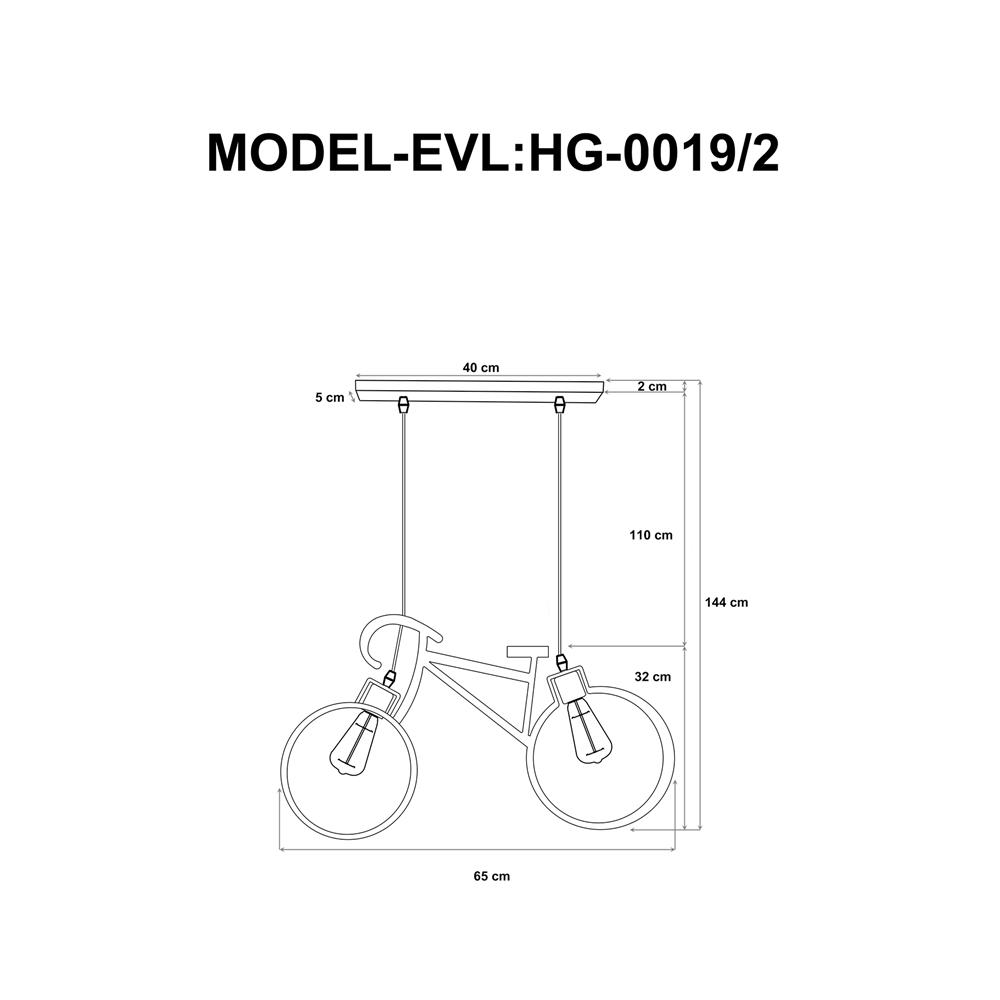 ไฟช่อ EVL HG-0019/2 สีดำ 2 หัว