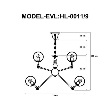 ไฟช่อ EVL HL-0011/9 สีดำ 9 หัว_4