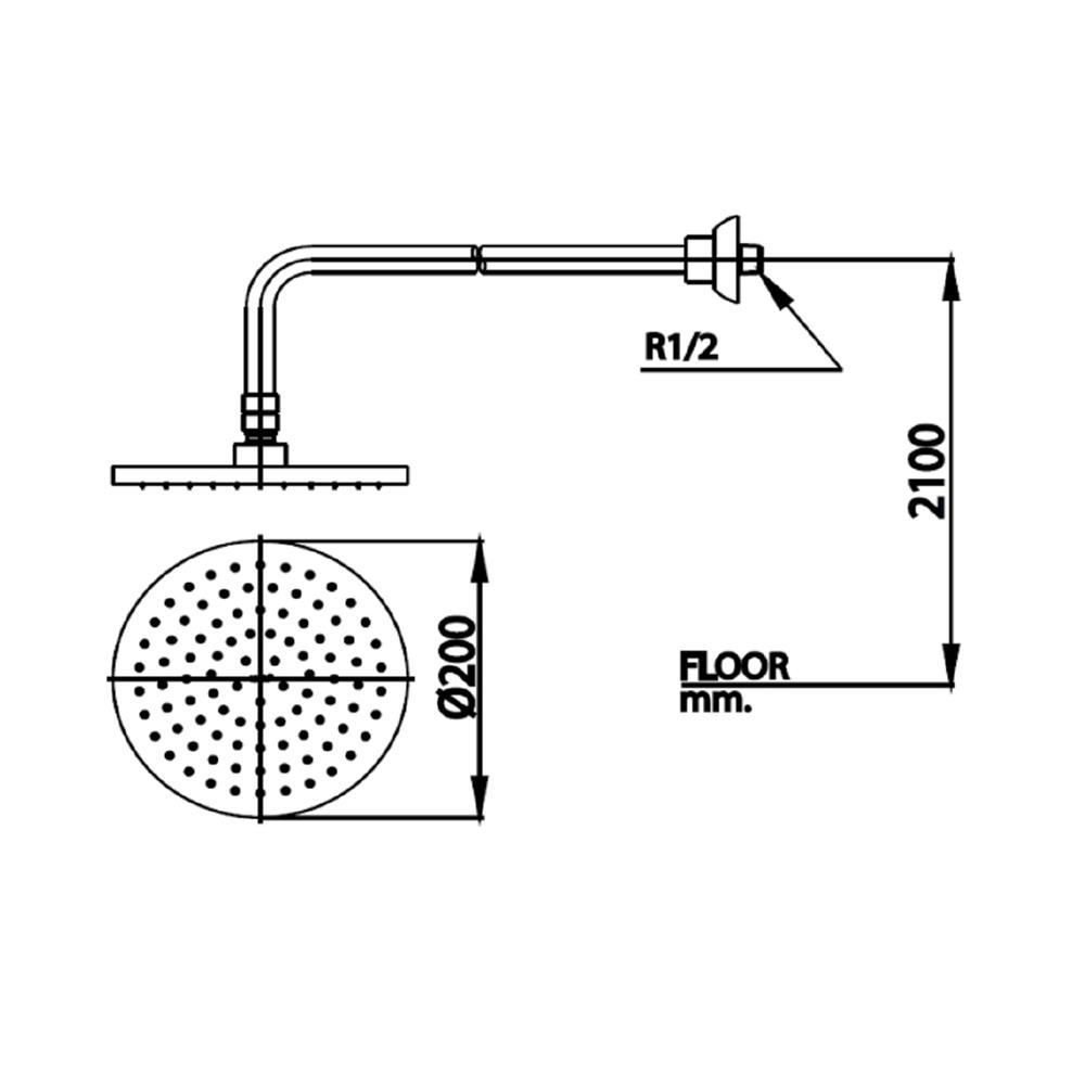 ฝักบัวก้านแข็ง COTTO OH Z94 สีโครม